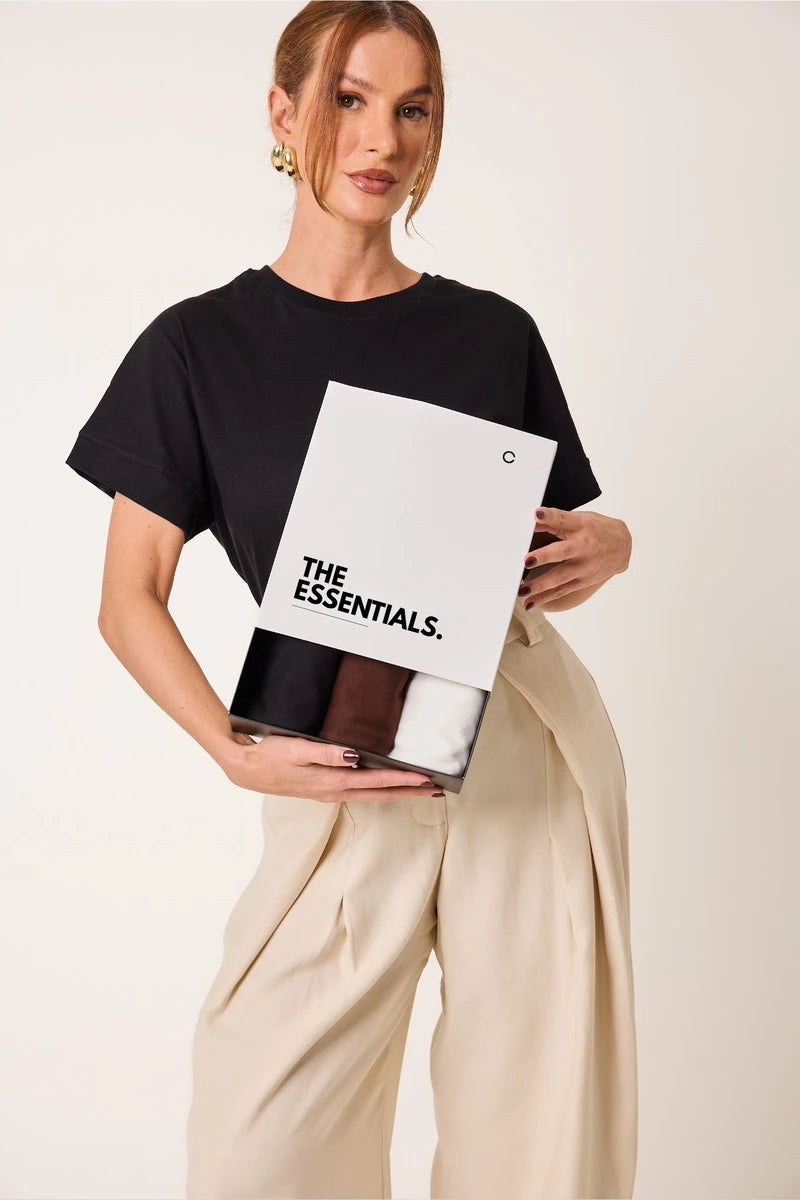 Kit 3 T-Shirts Essenciais em Algodão